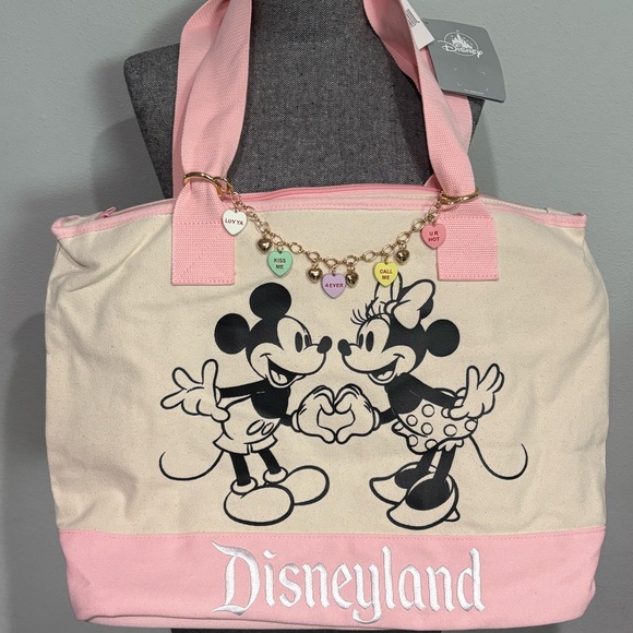 Disney Handbags - Disneyland Valentines Canvas Tote & Bag Charm - NWT!!    2026 Collection